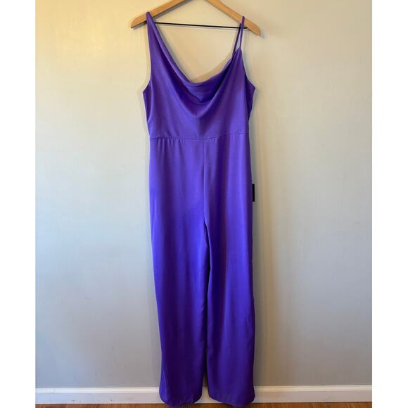 Lulus Alluring Extravagance Purple Asymmetrical Cowl Neck Jumpsuit Size XL NWT - Picture 4 of 8